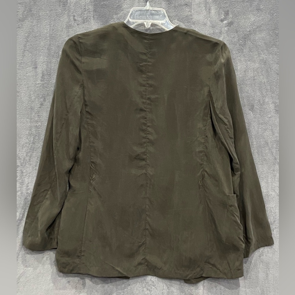 St. John Collection Sandwashed Cupro Olive Green Jacket Women’s Size Small NWOT - Picture 4 of 6